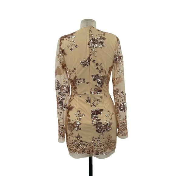 Superdown Jessa Deep V Mini Dress in Rose Gold / Beige Size Small‎ - Picture 6 of 11